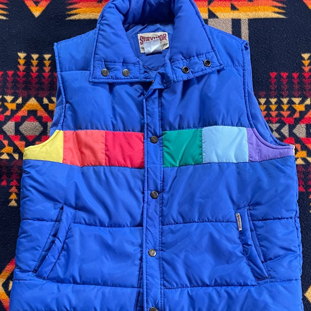 Vintage rainbow puffer vest